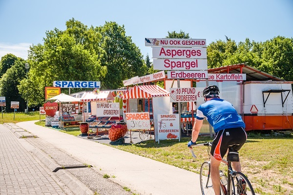 Asparagus vendors alongside the road